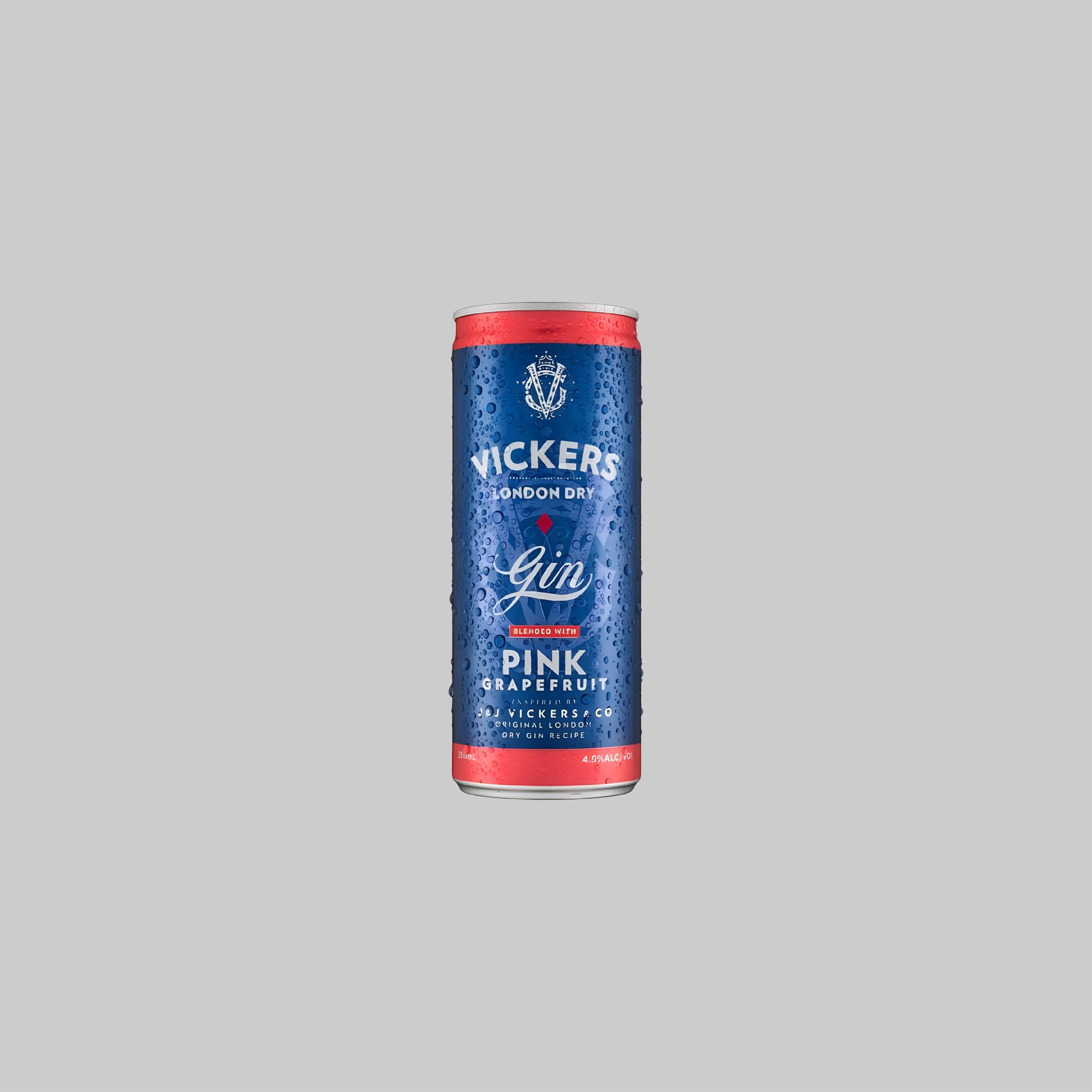 Vickers Gin With Pink Grapefruit Can 250ml 4.9% - Time2Drink